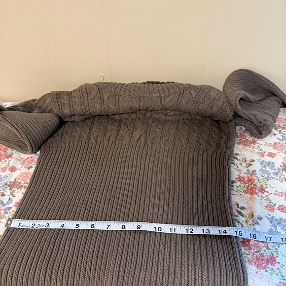 Womens Vintage Chunky Cable Knit Sweater XL Fisherman Ribbed Preppy Turtleneck - Picture 11 of 14